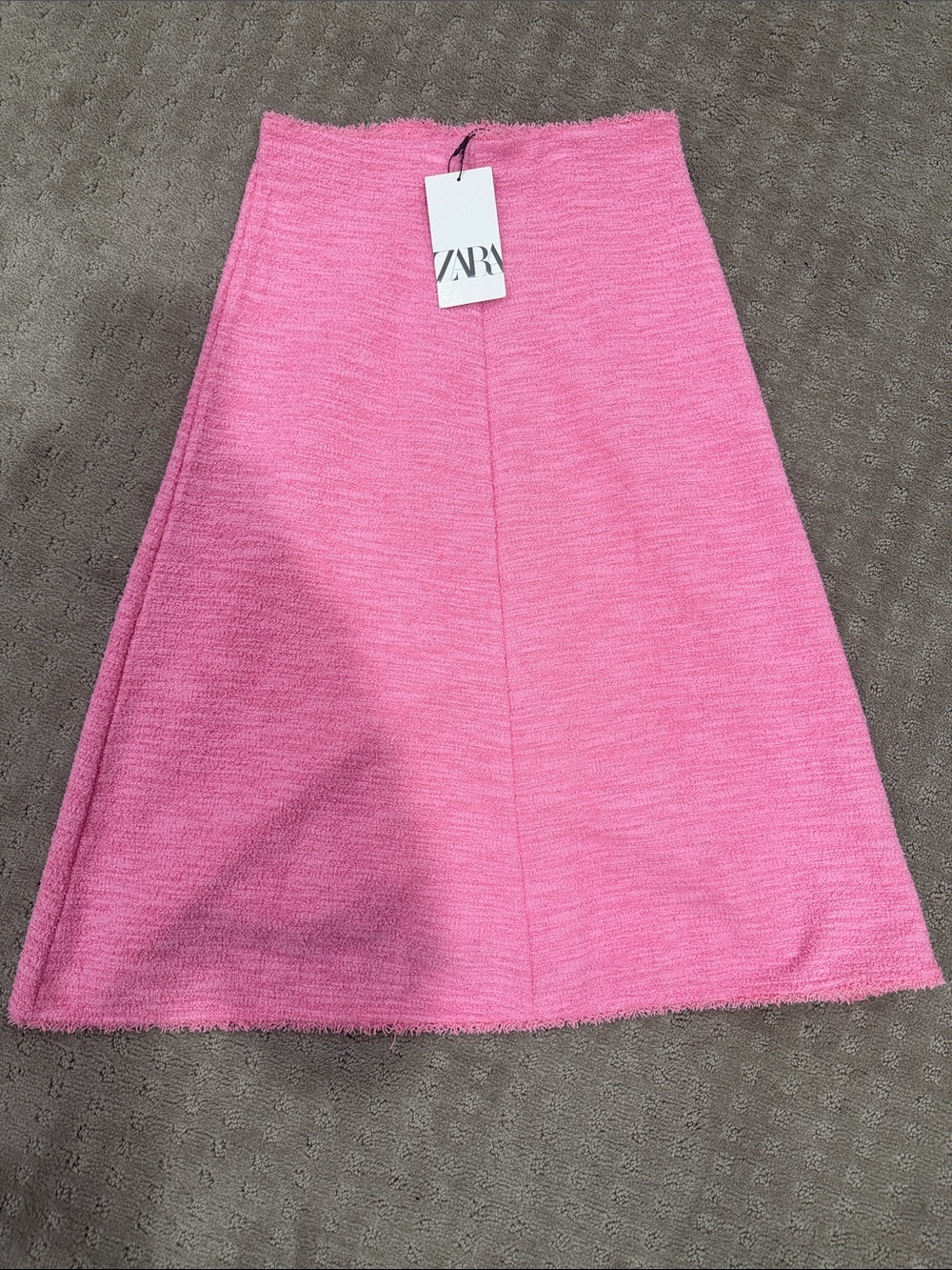 ZARA Pink Bouclé A-Line Skirt